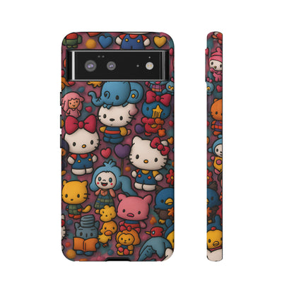 Cute Kawaii Cartoon Phone CaseColorful Hello Kitty Style Collage Cover for iPhone & Samsung