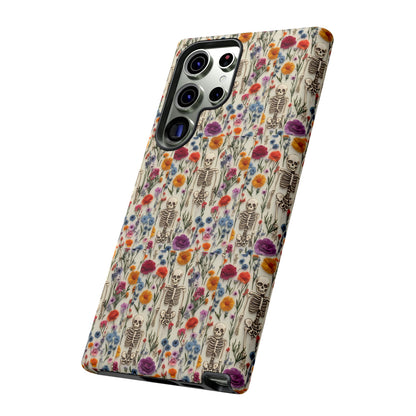 Skeleton Floral Phone Case – Gothic Vintage Botanical Skull Cover for iPhone, Samsung & Pixel Models