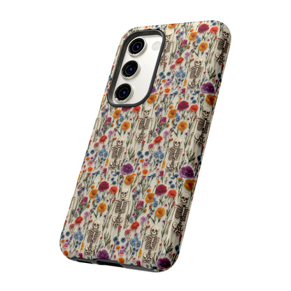 Skeleton Floral Phone Case – Gothic Vintage Botanical Skull Cover for iPhone, Samsung & Pixel Models