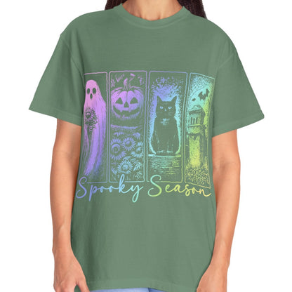Spooky Season Halloween Shirt for Women Ghost Cat Pumpkin Tee – Cute Fall Aesthetic Witchy Graphic T-Shirt