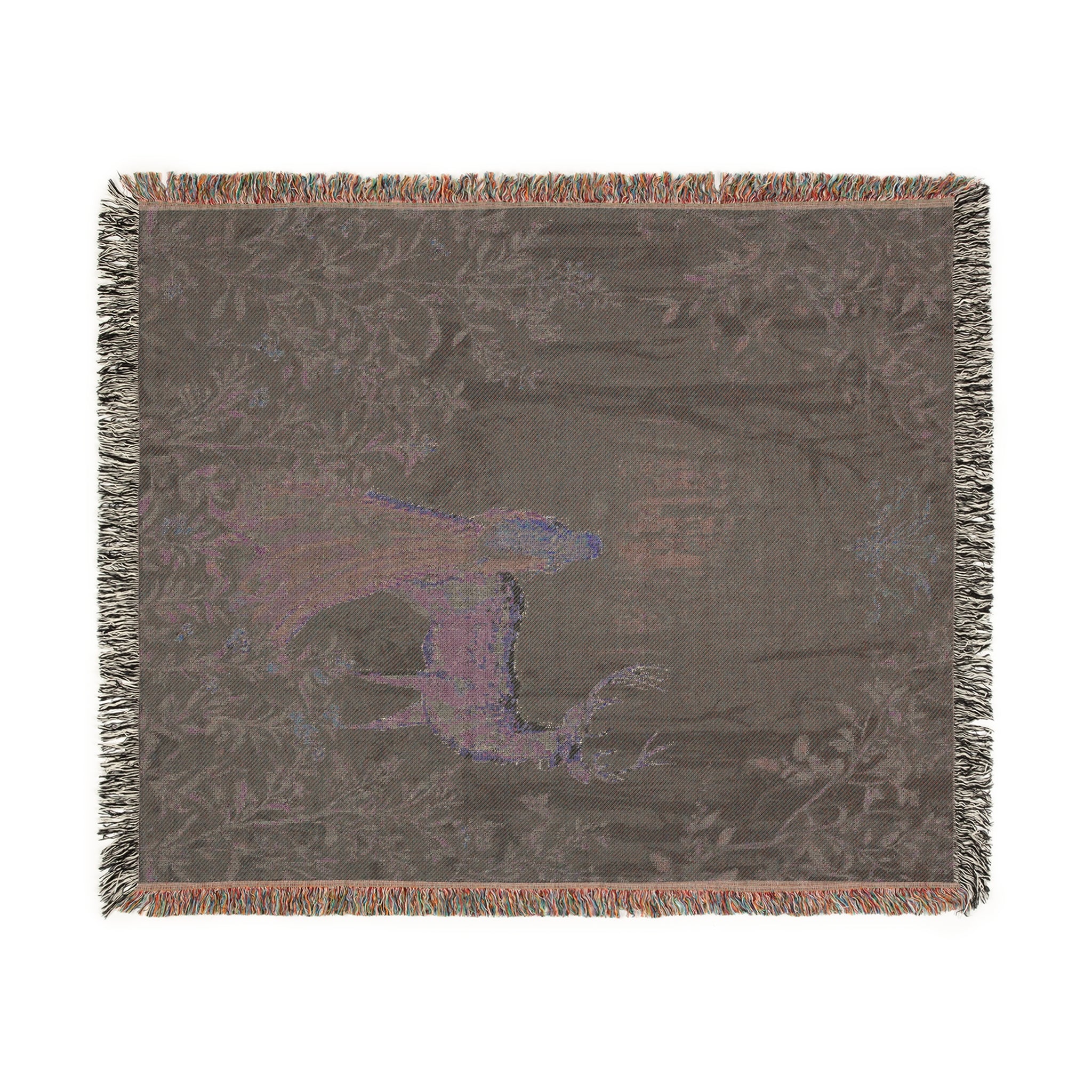 Enchanted Forest Woven Throw Blanket | Mystical Deer & Maiden Fairytale Tapestry Woodland Decor