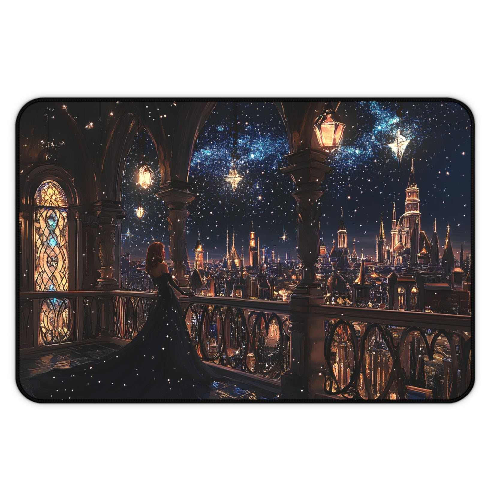 Feyre overlooking Velaris city of starlight mouse pad design