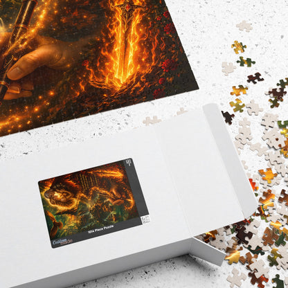 Aelin and Rowan Fantasy Fireheart Lovers Puzzle – Dramatic Romantic Castle Art Jigsaw for Adults
