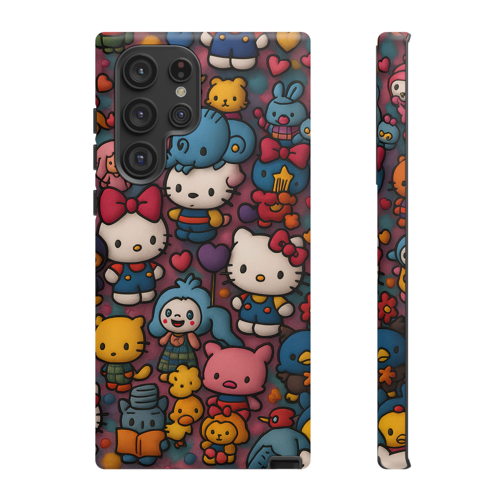 Cute Kawaii Cartoon Phone CaseColorful Hello Kitty Style Collage Cover for iPhone & Samsung