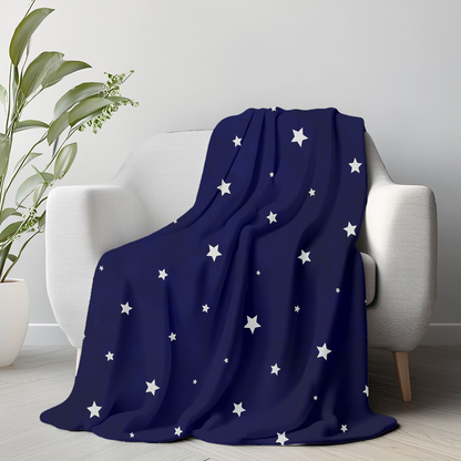 Starry Night Sky Microfiber Blanket | Cozy Navy Celestial Throw for Bedroom or Reading Nook