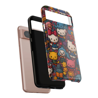 Cute Kawaii Cartoon Phone CaseColorful Hello Kitty Style Collage Cover for iPhone & Samsung