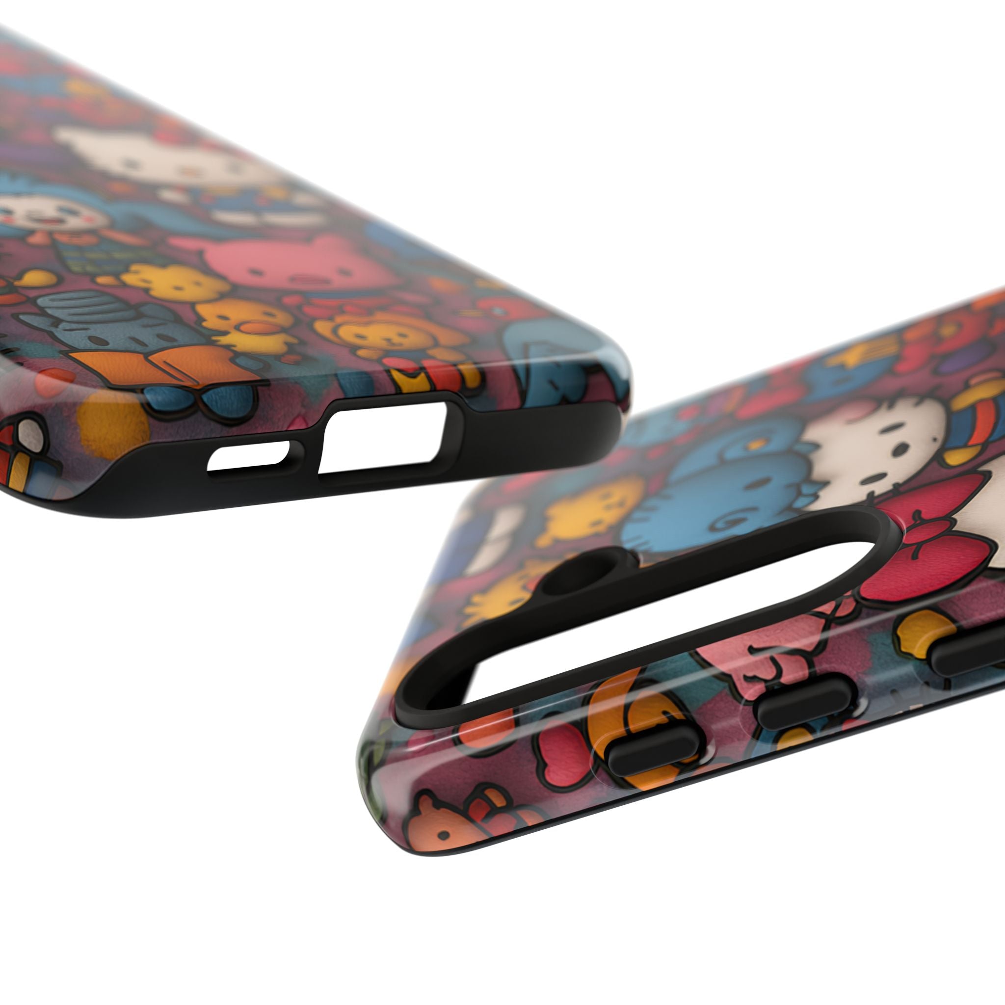 Cute Kawaii Cartoon Phone CaseColorful Hello Kitty Style Collage Cover for iPhone & Samsung