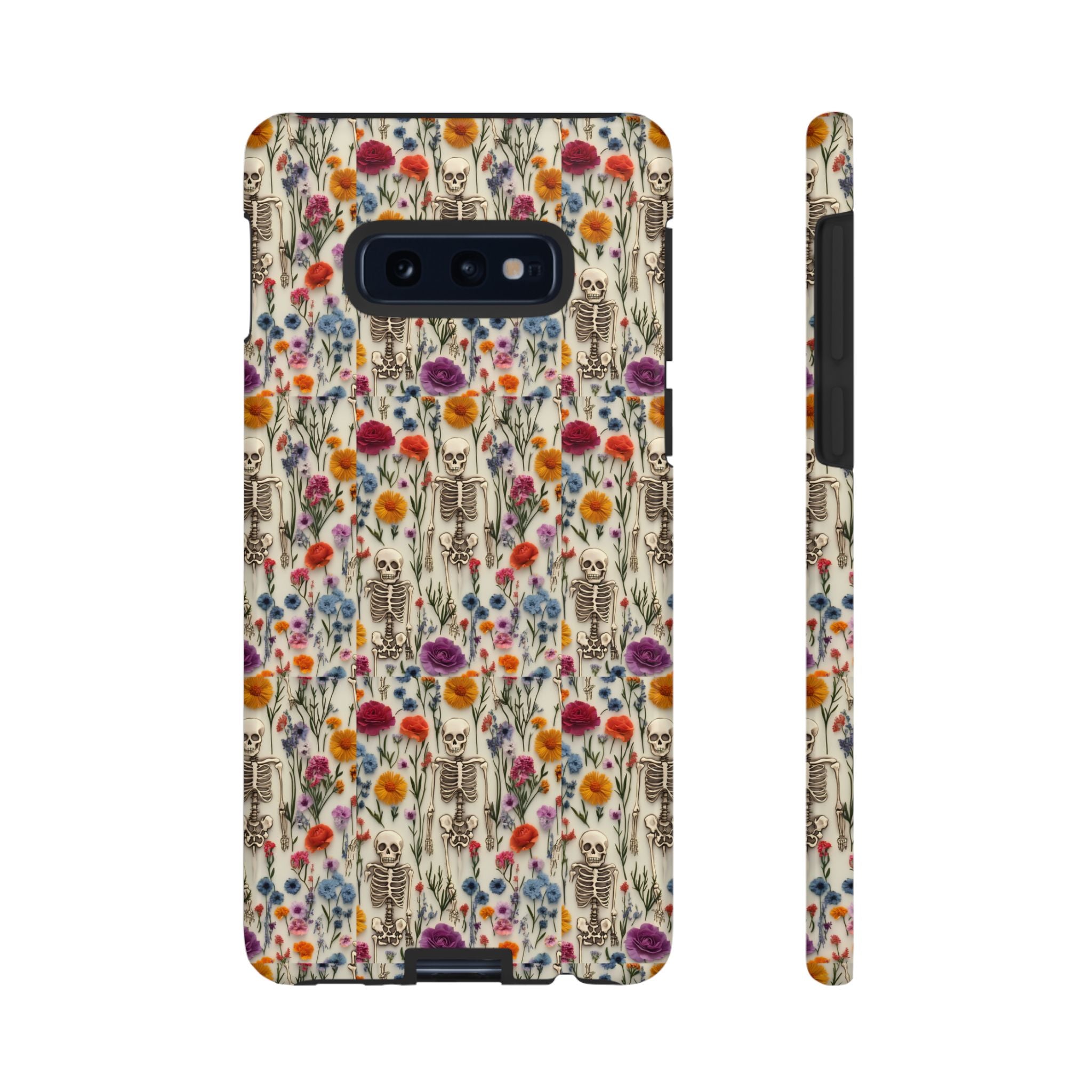 Skeleton Floral Phone Case – Gothic Vintage Botanical Skull Cover for iPhone, Samsung & Pixel Models