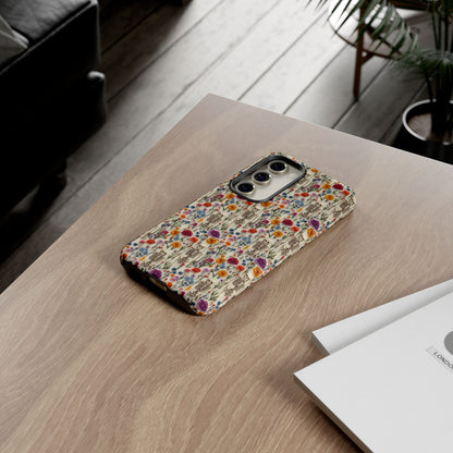 Skeleton Floral Phone Case – Gothic Vintage Botanical Skull Cover for iPhone, Samsung & Pixel Models