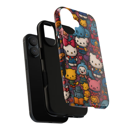 Cute Kawaii Cartoon Phone CaseColorful Hello Kitty Style Collage Cover for iPhone & Samsung