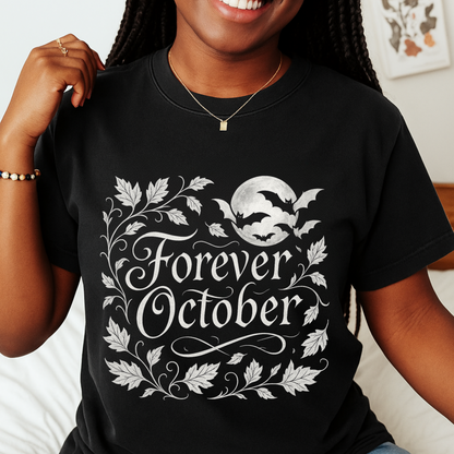 Forever October Comfort Colors Tee Cozy Gothic Fall Shirt for Halloween Lovers & Autumn Vibes