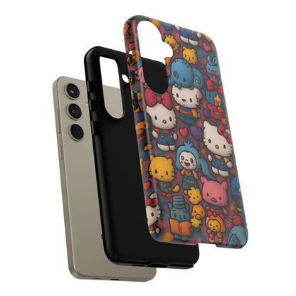 Cute Kawaii Cartoon Phone CaseColorful Hello Kitty Style Collage Cover for iPhone & Samsung
