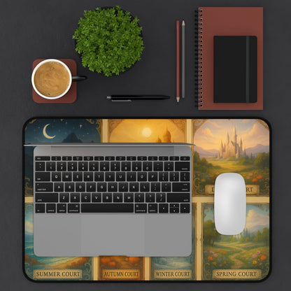 magical fandom-inspired desk mat with fantasy kingdoms, oversized neoprene mouse pad with enchanted courts design