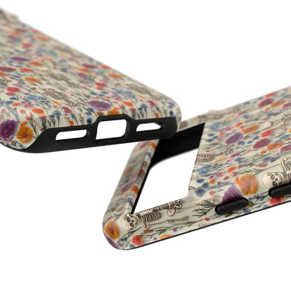 Skeleton Floral Phone Case – Gothic Vintage Botanical Skull Cover for iPhone, Samsung & Pixel Models