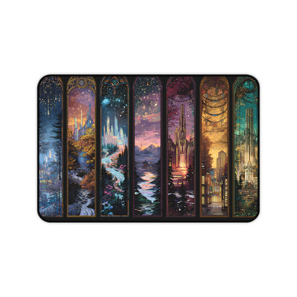 Scenes of Throne Fantasy Desk Mat | Book Lover Mouse Pad | Cozy Book Nook Gift | Aesthetic Office Decor for Readers