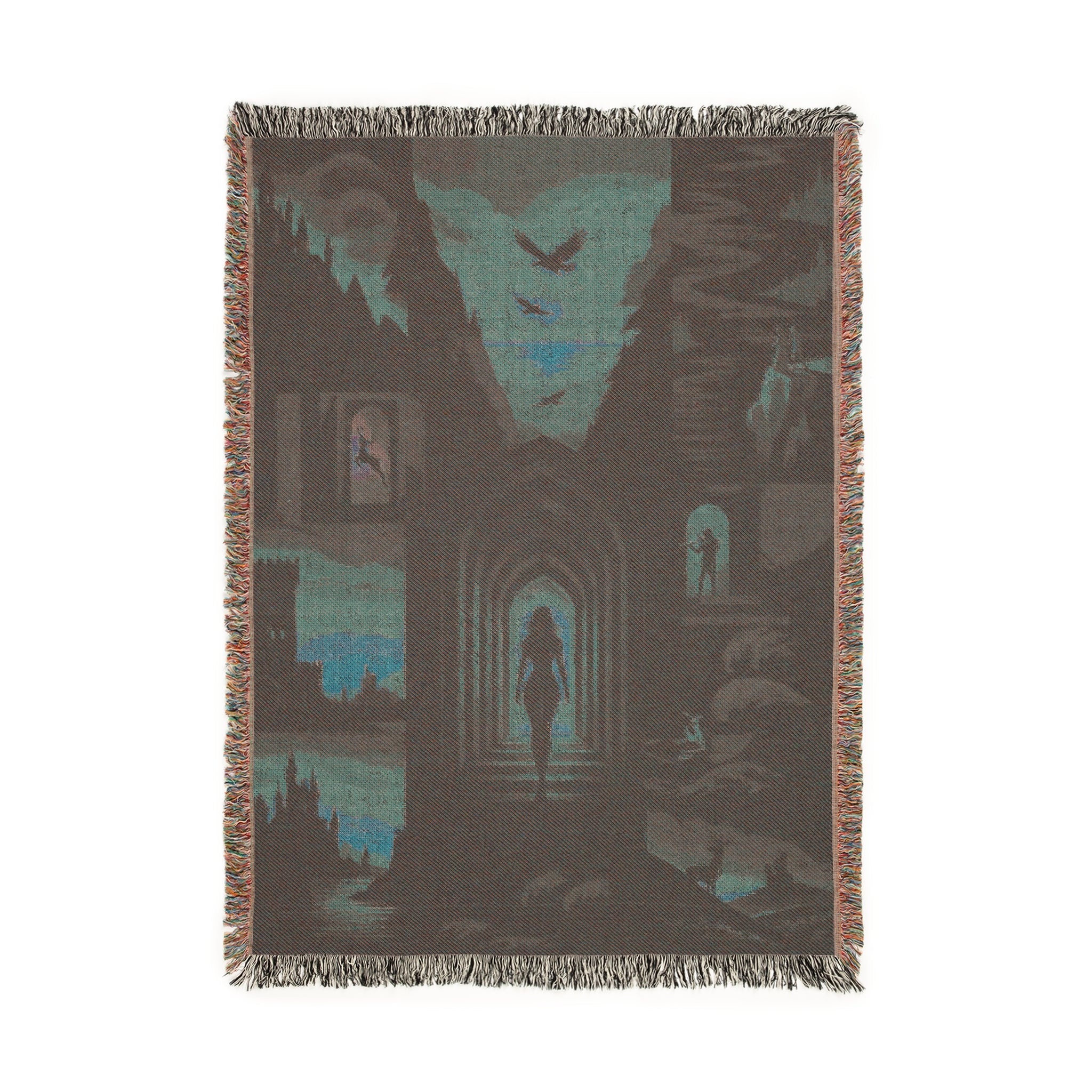 fantasy novel blanket for reading nook decor, Kingdom of Ash book lover blanket for couch, Throne of Glass inspired wall tapestry blanket, woven cotton blanket with fantasy artwork,