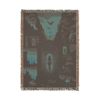 fantasy novel blanket for reading nook decor, Kingdom of Ash book lover blanket for couch, Throne of Glass inspired wall tapestry blanket, woven cotton blanket with fantasy artwork,