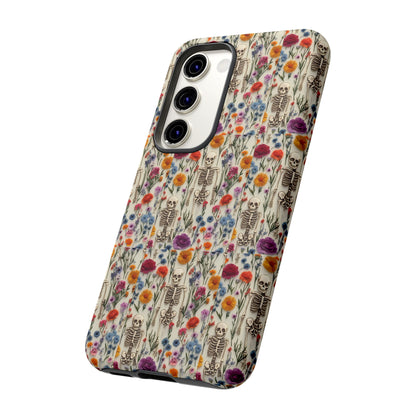 Skeleton Floral Phone Case – Gothic Vintage Botanical Skull Cover for iPhone, Samsung & Pixel Models