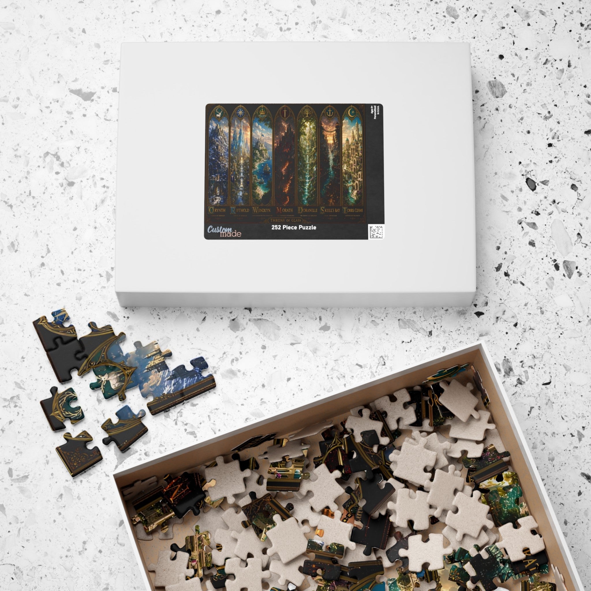 Throne of Glass Fantasy Cities Puzzle | Cozy Bookish Decor Gift for Readers