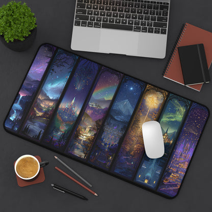 romantic fantasy reading corner decor mouse pad, ACOTAR desk mat under keyboard with fantasy scene