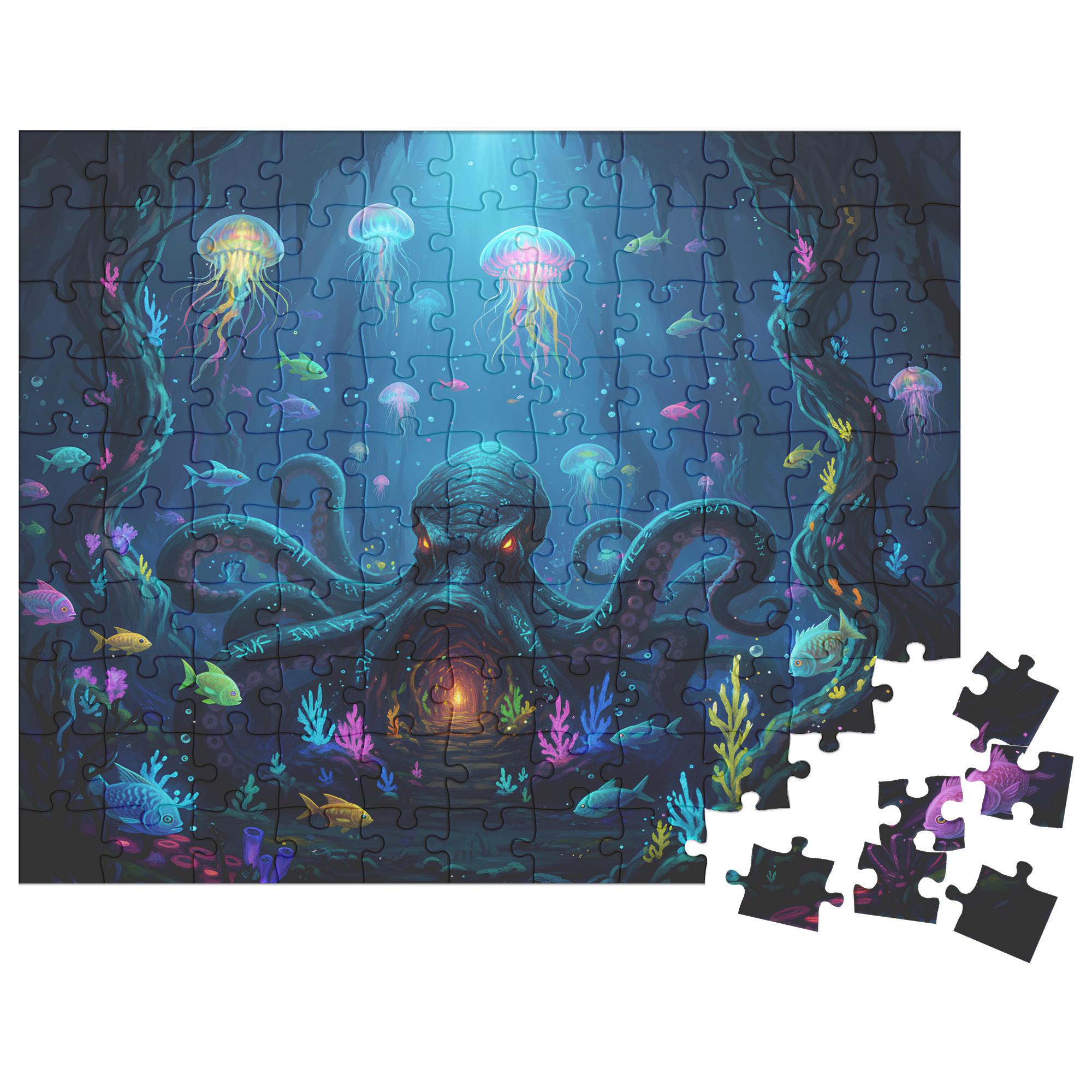 cozy ocean themed puzzle, fantasy underwater puzzle gift