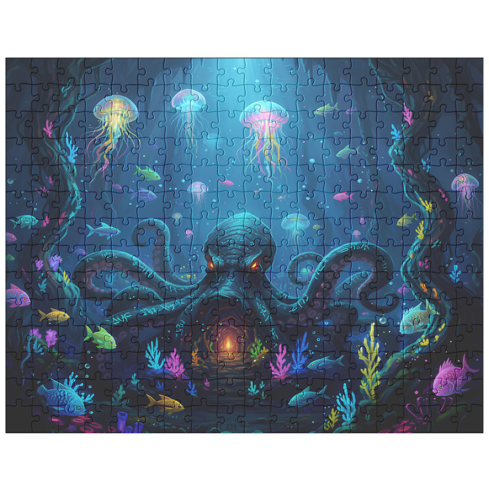 whimsical octopus jigsaw puzzle, abyssal fantasy jigsaw puzzle