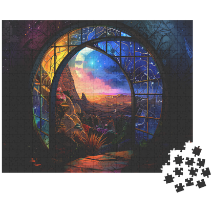 fantasy galaxy window puzzle for collectors framed on wall