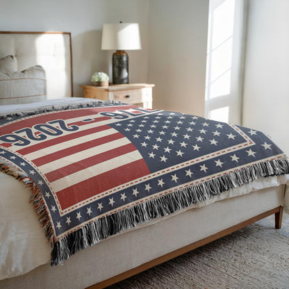 american flag blanket for family room or office decor, woven patriotic blanket with vintage americana look, american pride home decor woven throw blanket