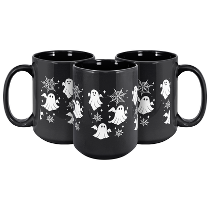 Black gothic mug for Halloween kitchen décor and pumpkin spice latte rituals.
