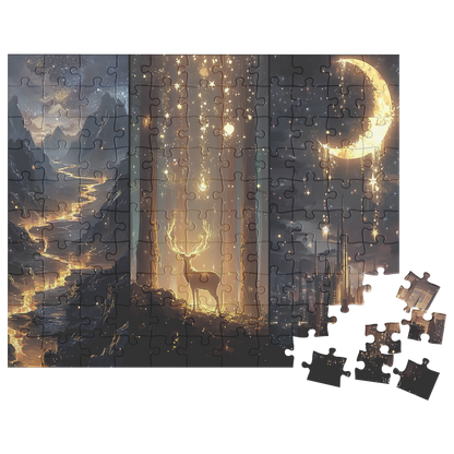 Velaris city of starlight inspired puzzle with glowing crescent moon and skyline for ACOTAR and Crescent City fans.