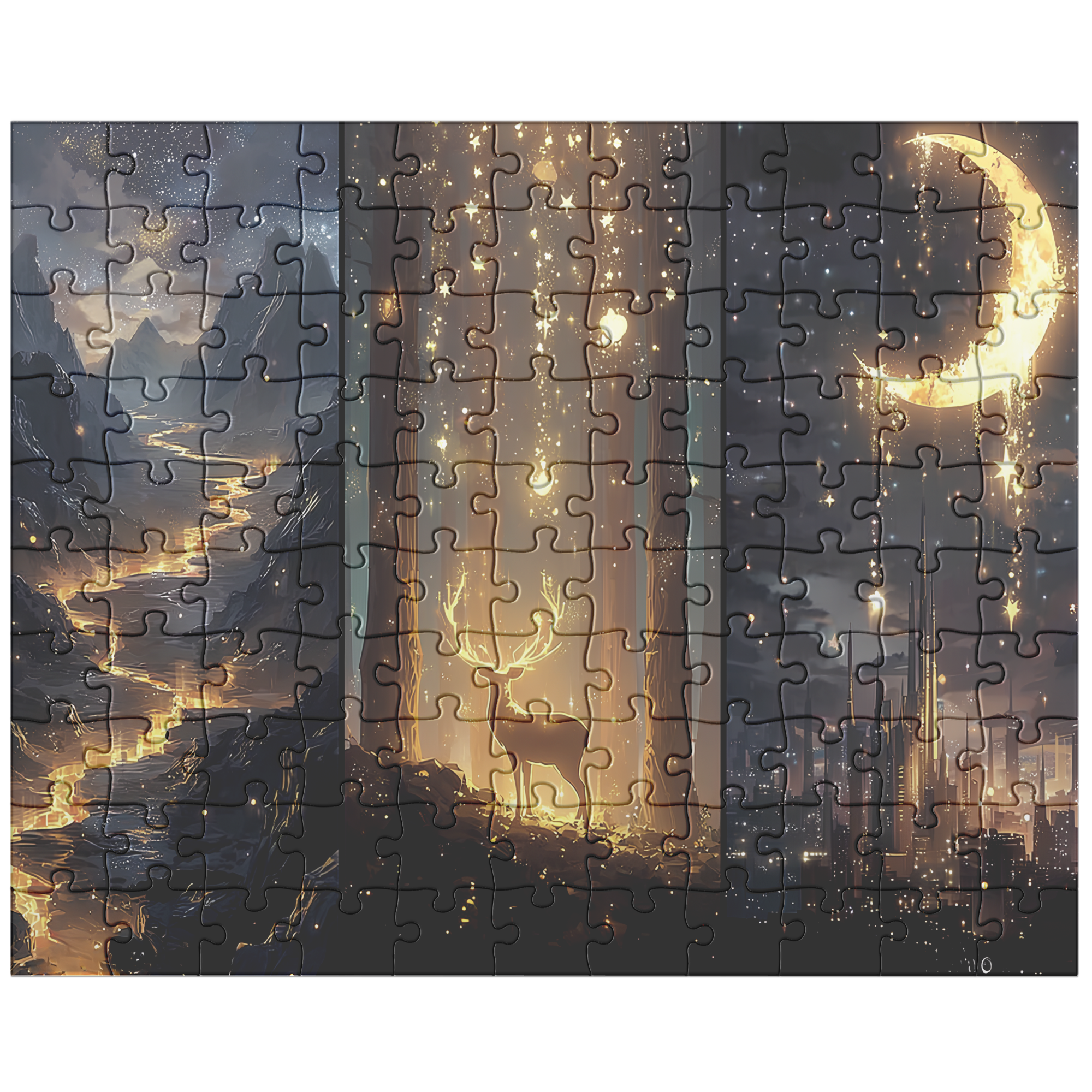 Enchanted night sky jigsaw puzzle in black gift box, inspired by ACOTAR, Throne of Glass, and Crescent City a magical romantasy puzzle for fans.
