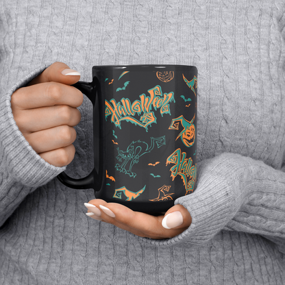 spooky halloween coffee cup cozy fall vibes,
