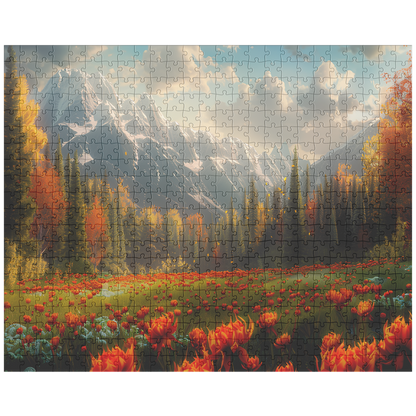 scenic jigsaw puzzle for stress relief and mindfulness, handmade autumn landscape puzzle under $50