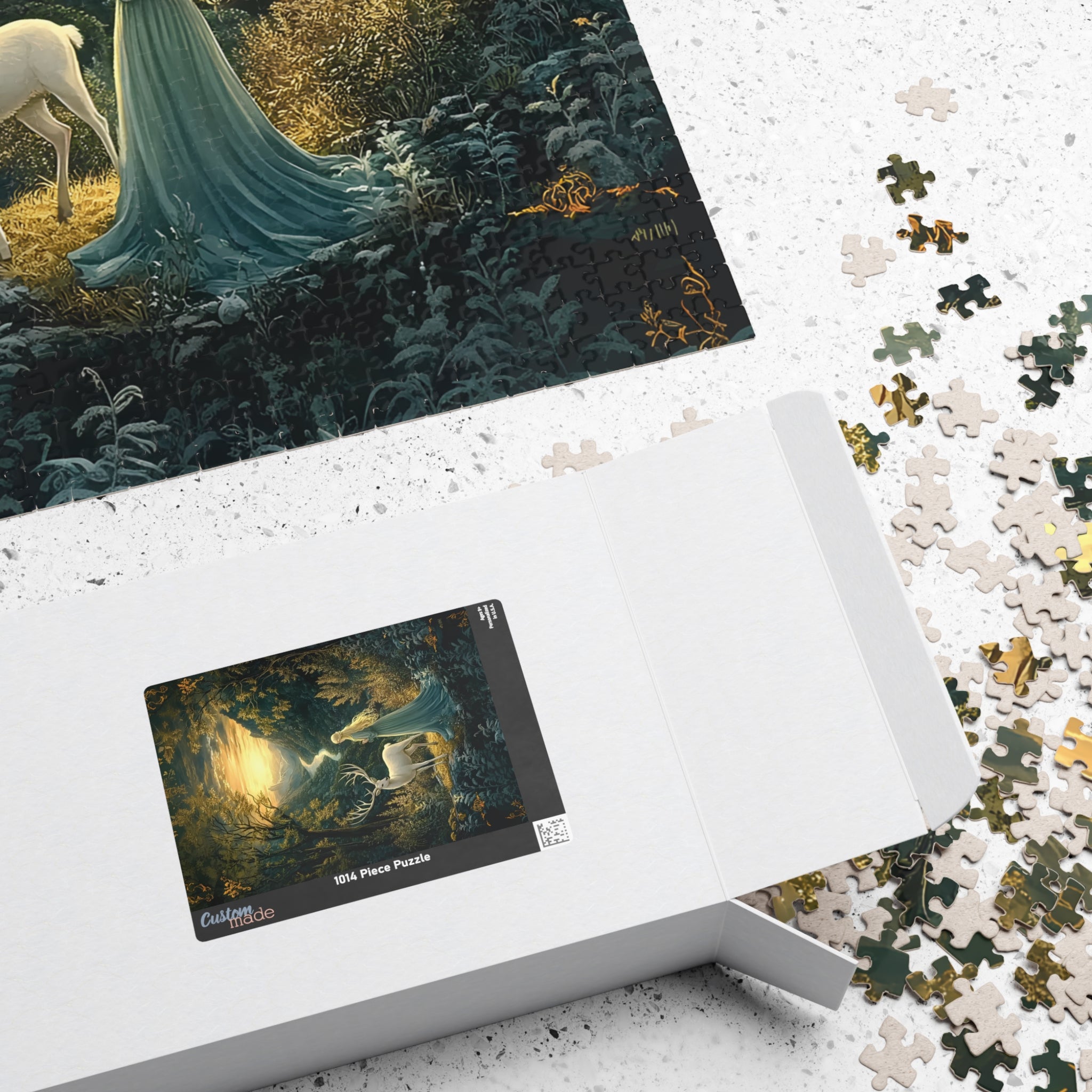 Mystical Fantasy Forest Jigsaw Puzzle with Woman & Stag | Fairytale Scenic Art Gift for Adults, Relaxing Mindful Hobby