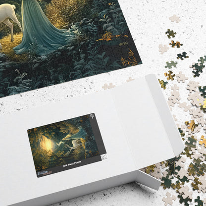 Mystical Fantasy Forest Jigsaw Puzzle with Woman & Stag | Fairytale Scenic Art Gift for Adults, Relaxing Mindful Hobby