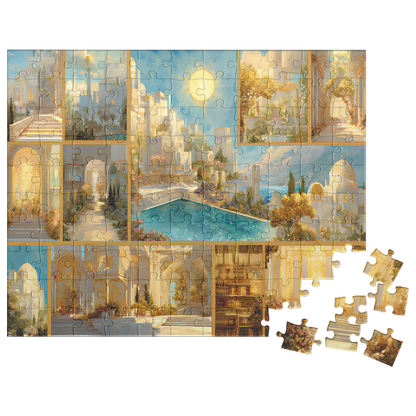 fantasy architecture puzzle with marble and light,
elegant golden fantasy realm jigsaw puzzle gift,
aesthetic fantasy puzzle box for cozy weekends,