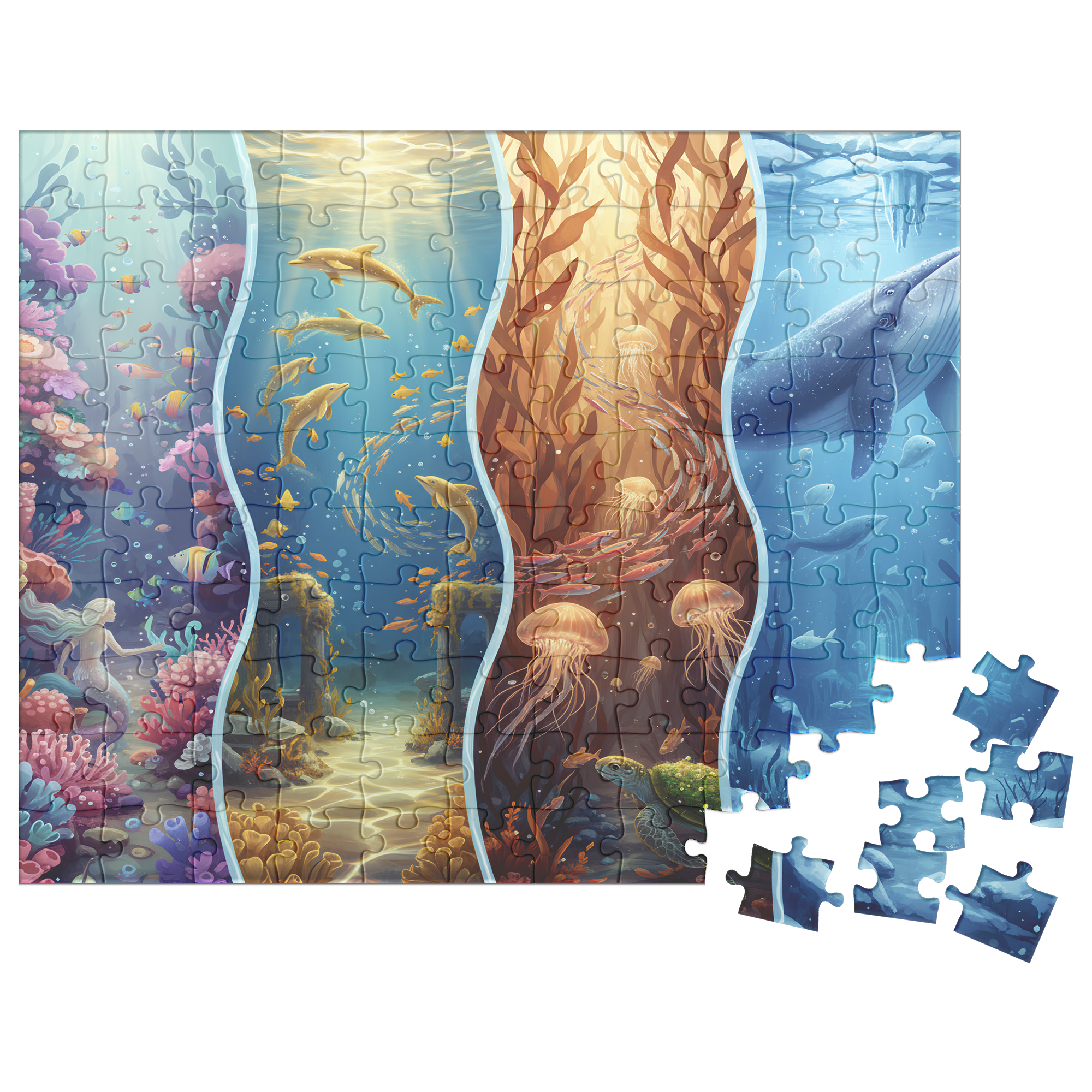 ocean fantasy puzzle for adults, relaxing ocean puzzle for mindfulness
