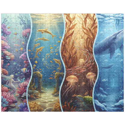 vibrant underwater puzzle for décor, whimsical sea fantasy puzzle box