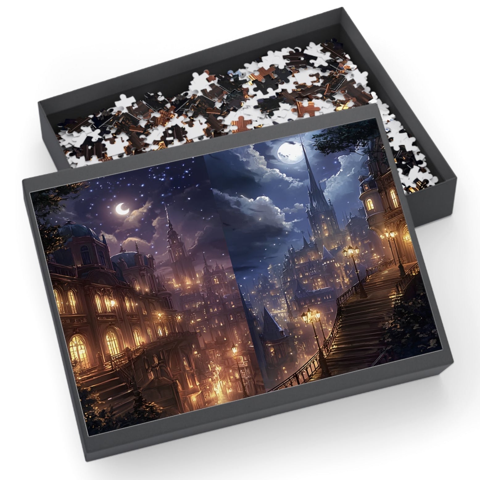 Mystical Night Cityscape Puzzle Starry Fantasy Skyline Jigsaw for Adults & Unique Relaxing Gift