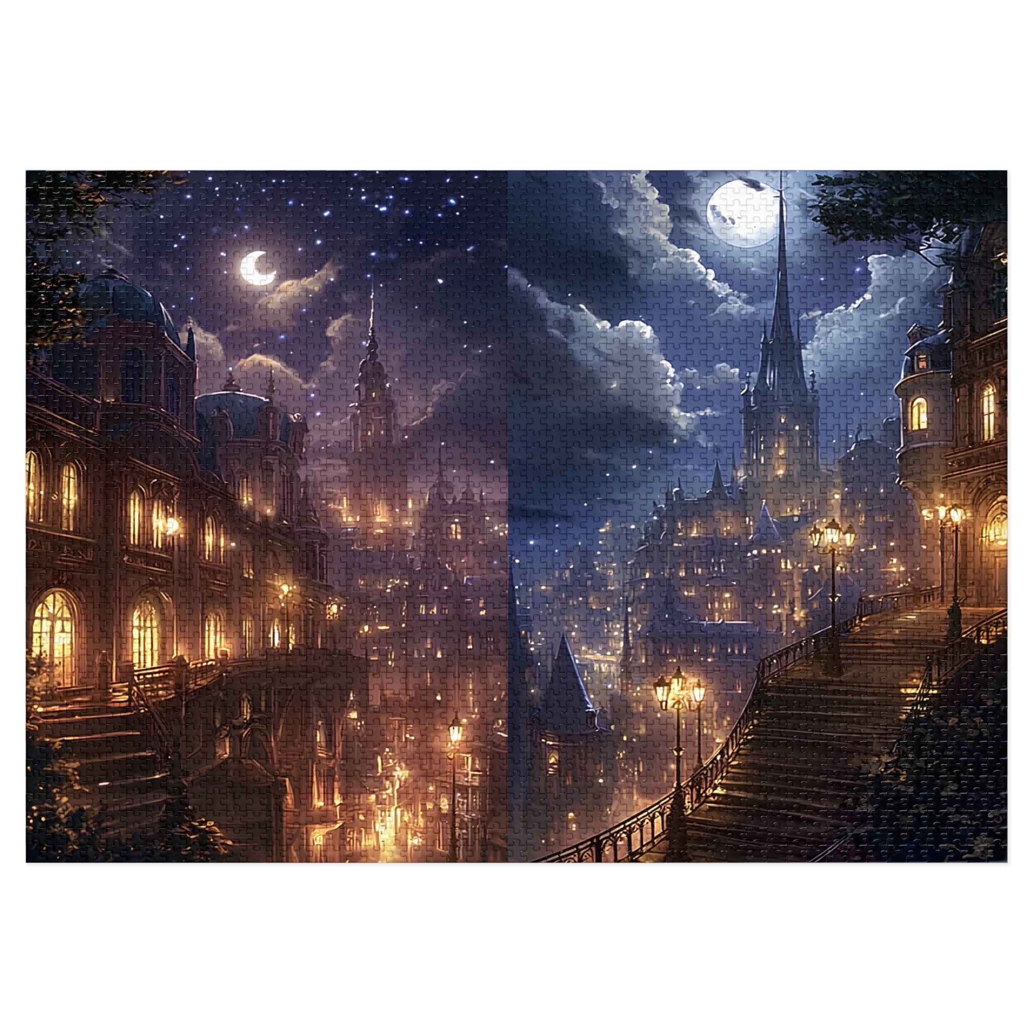 Mystical Night Cityscape Puzzle Starry Fantasy Skyline Jigsaw for Adults & Unique Relaxing Gift