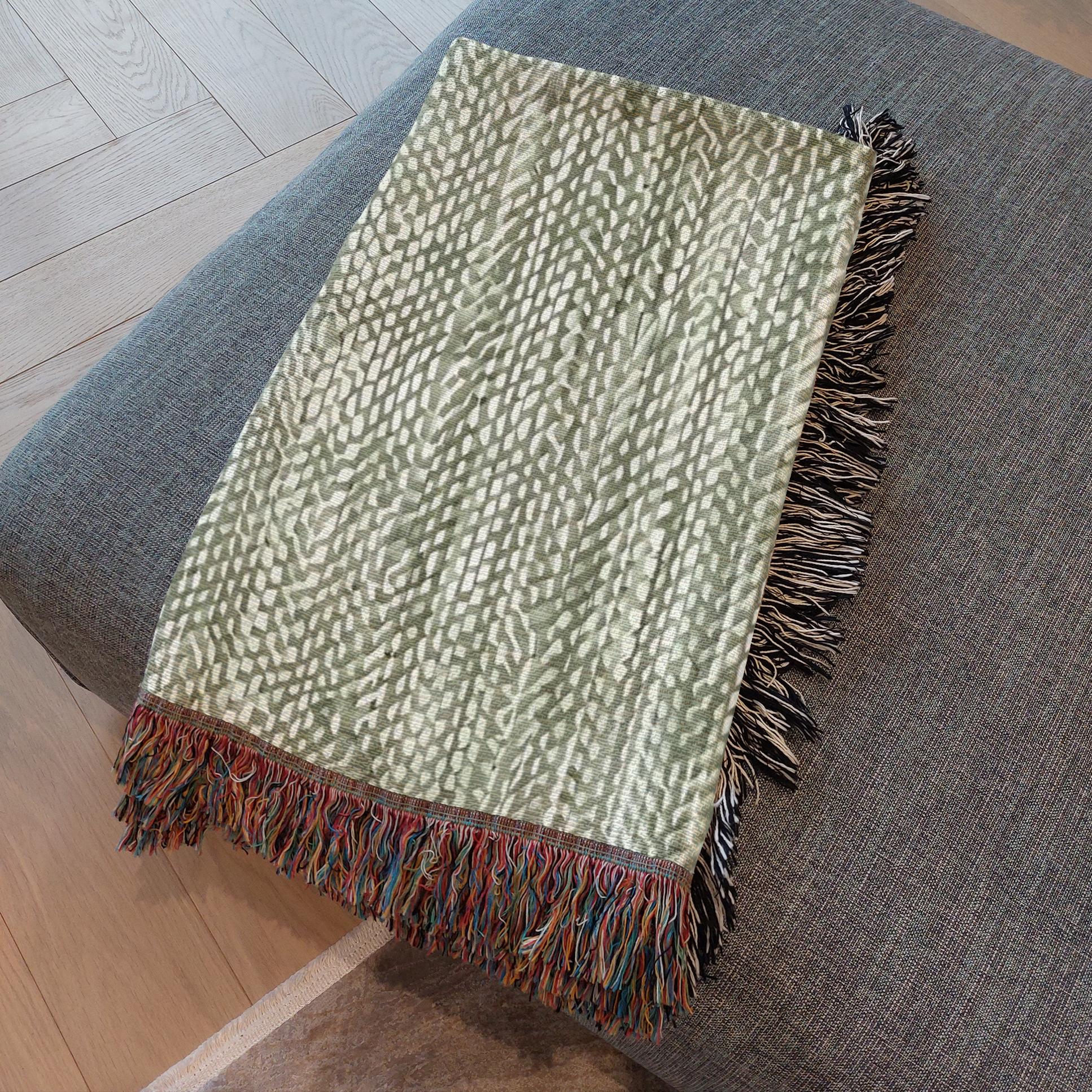 minimalist sage green throw blanket with fringe detail, breathable cotton woven throw blanket for living room couch, sage green neutral throw blanket for modern home decor