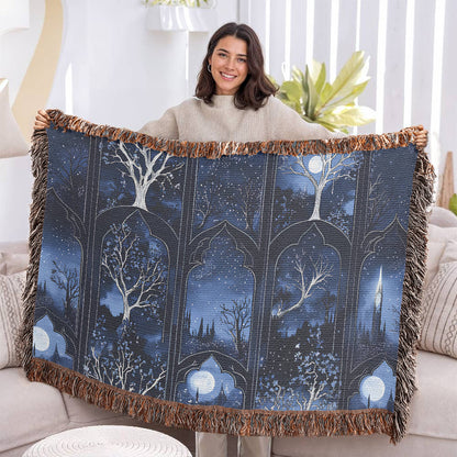 Dark Blue Gothic Woven Blanket