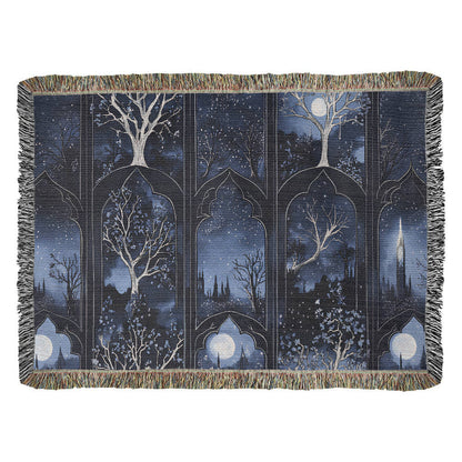 Dark Blue Gothic Woven Blanket