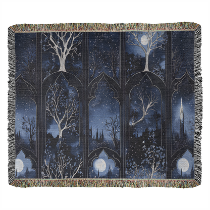 Dark Blue Gothic Woven Blanket