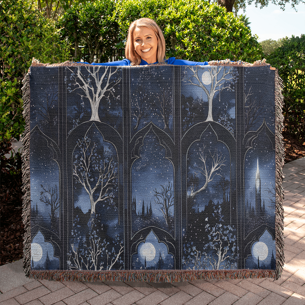 Dark Blue Gothic Woven Blanket