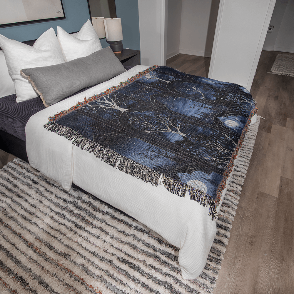 Dark Blue Gothic Woven Blanket