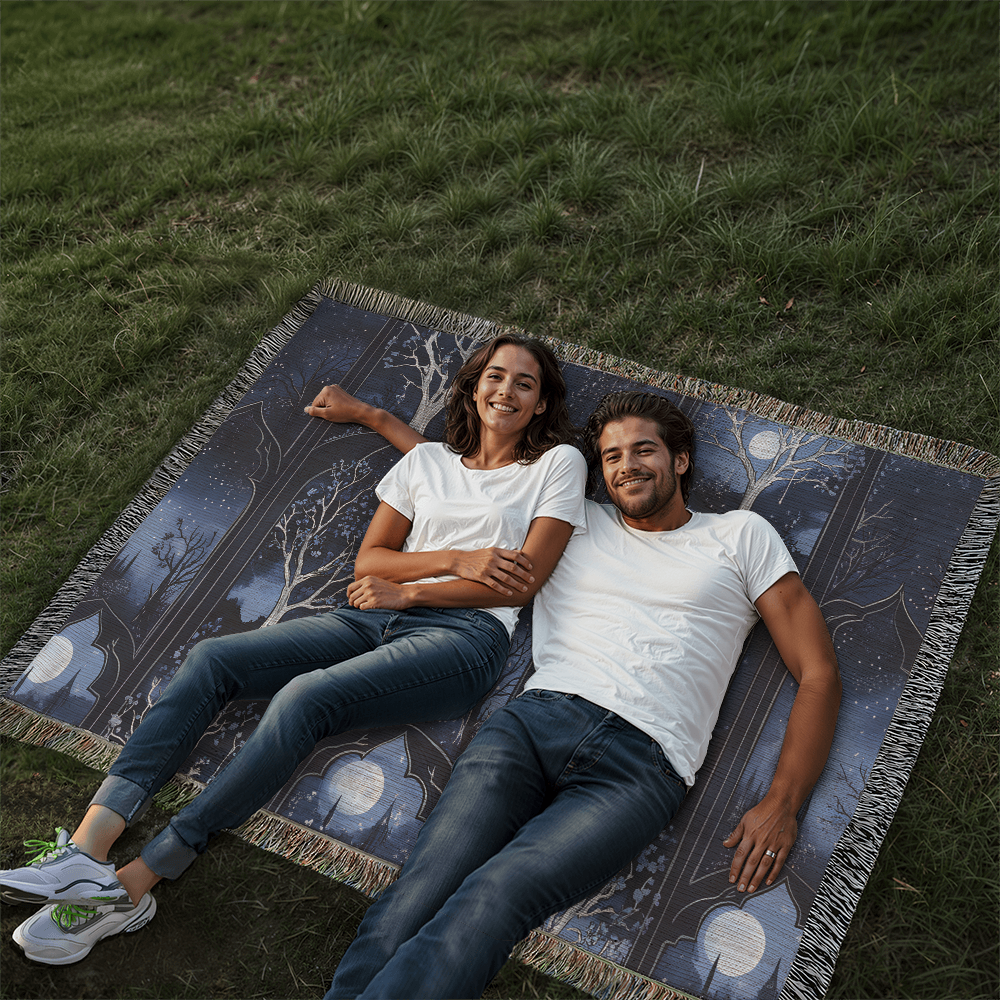 Dark Blue Gothic Woven Blanket