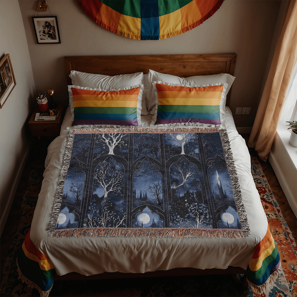 Dark Blue Gothic Woven Blanket