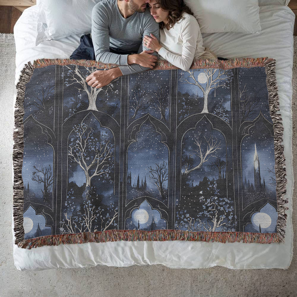 Dark Blue Gothic Woven Blanket