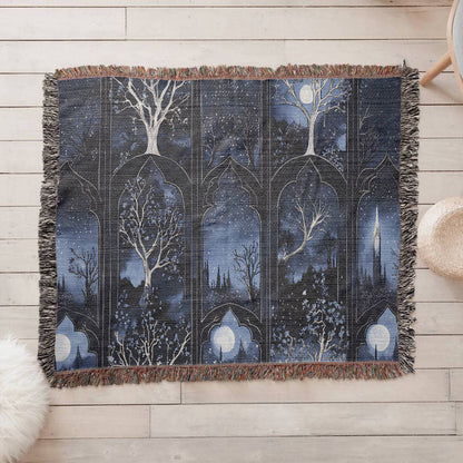 Dark Blue Gothic Woven Blanket